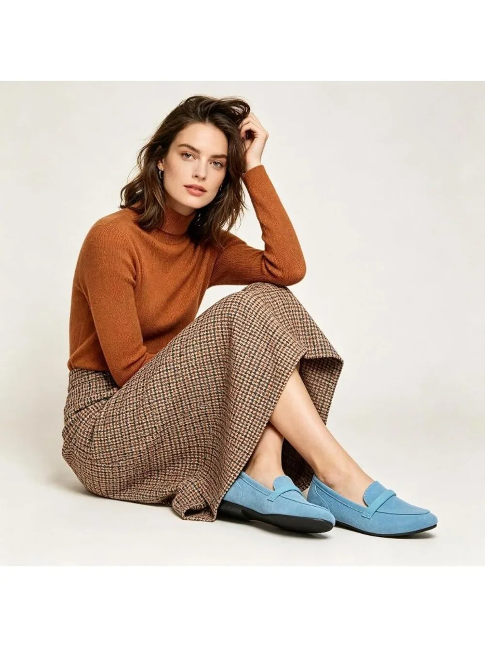 Women's Blue Faux Leather Slip on Shoes Runs Small Ballet Flats Comfortable
